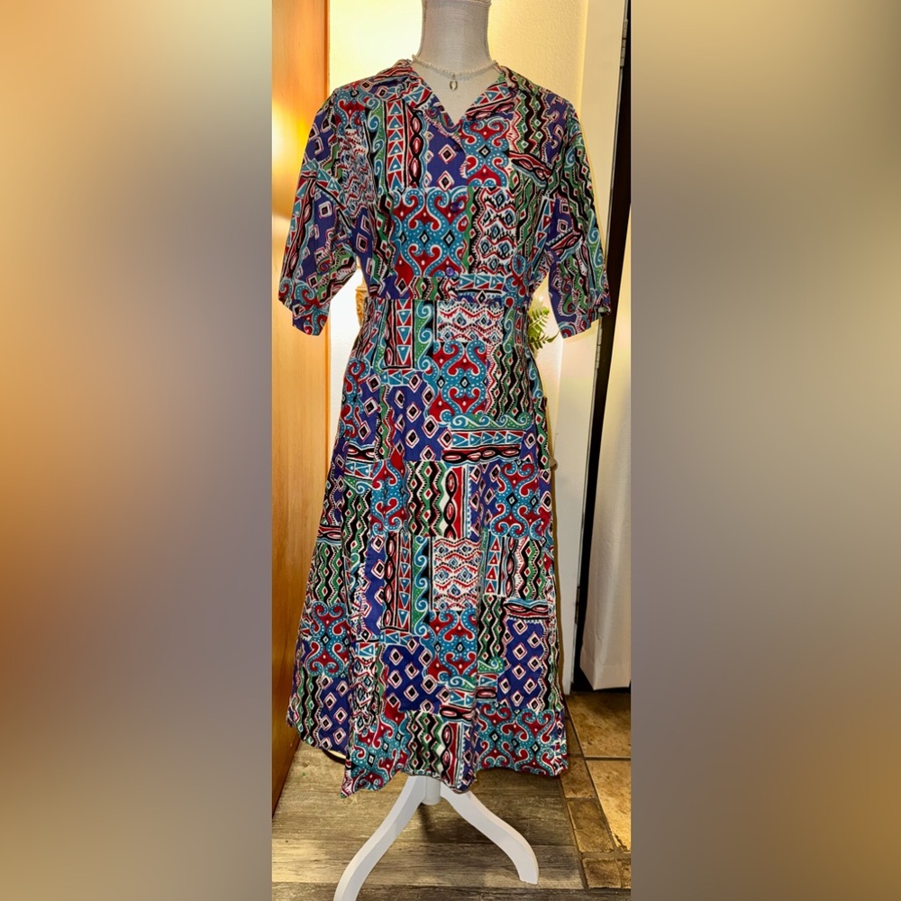 Vintage Geometric Colorful Skirt Suit Maximalist Size M